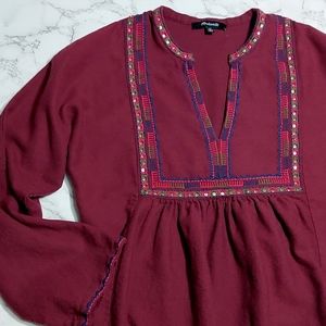 Madewell deep purple embroidered top, size XS